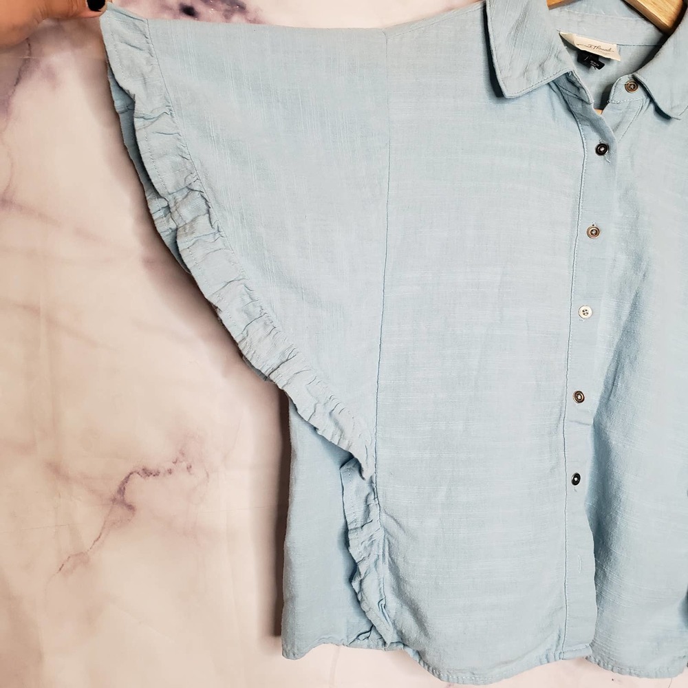Universal Thread Sky Blue Button Down Ruffled Blo… - image 2